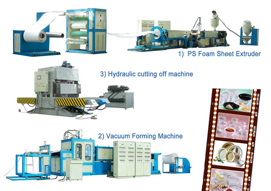 PS发泡餐盒片材机，发泡片材挤出设备