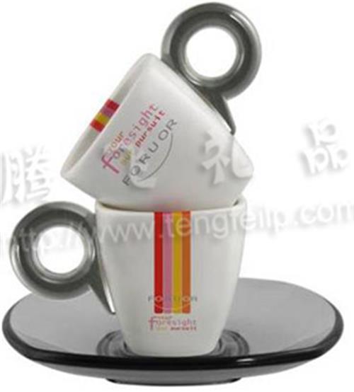 双杯咖啡杯盘组|白瓷亚克力杯盘组|浓缩咖啡杯盘组|北京腾飞礼品