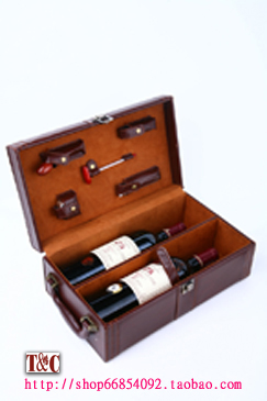 大量现货供应|gd法国拉菲PU皮红酒盒（可带酒具）|佛山天成红酒包装  