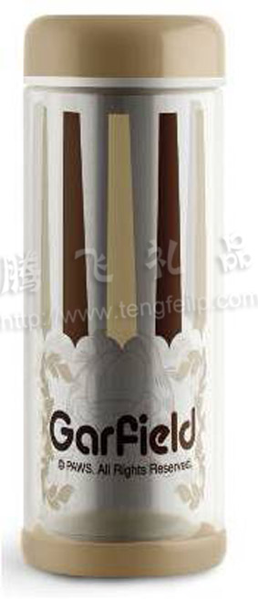 加菲猫摩卡玻璃瓶|玻璃+PP摩卡瓶|双层保温玻璃瓶|北京腾飞礼品