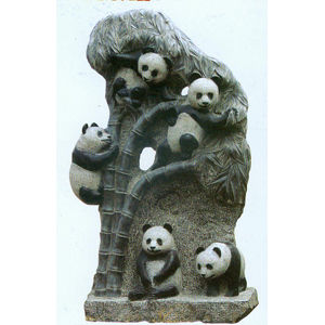 石雕鸳鸯，熊猫，金蟾，龟鳌