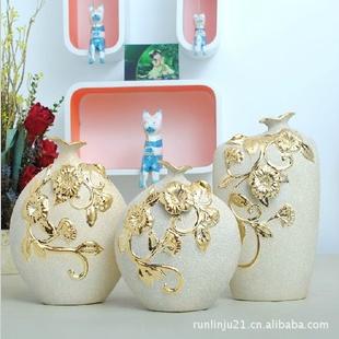 厂家直销 中号款 时尚电镀雕花工艺花瓶 客厅卧室装饰 陶瓷花瓶